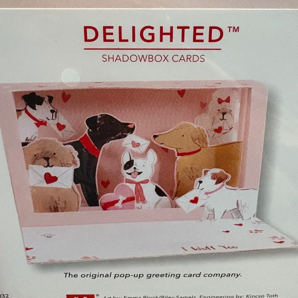 Delighted Shadowbox‎ Valentine's Day Greeting Card Dogs Light Up I Wuff You
